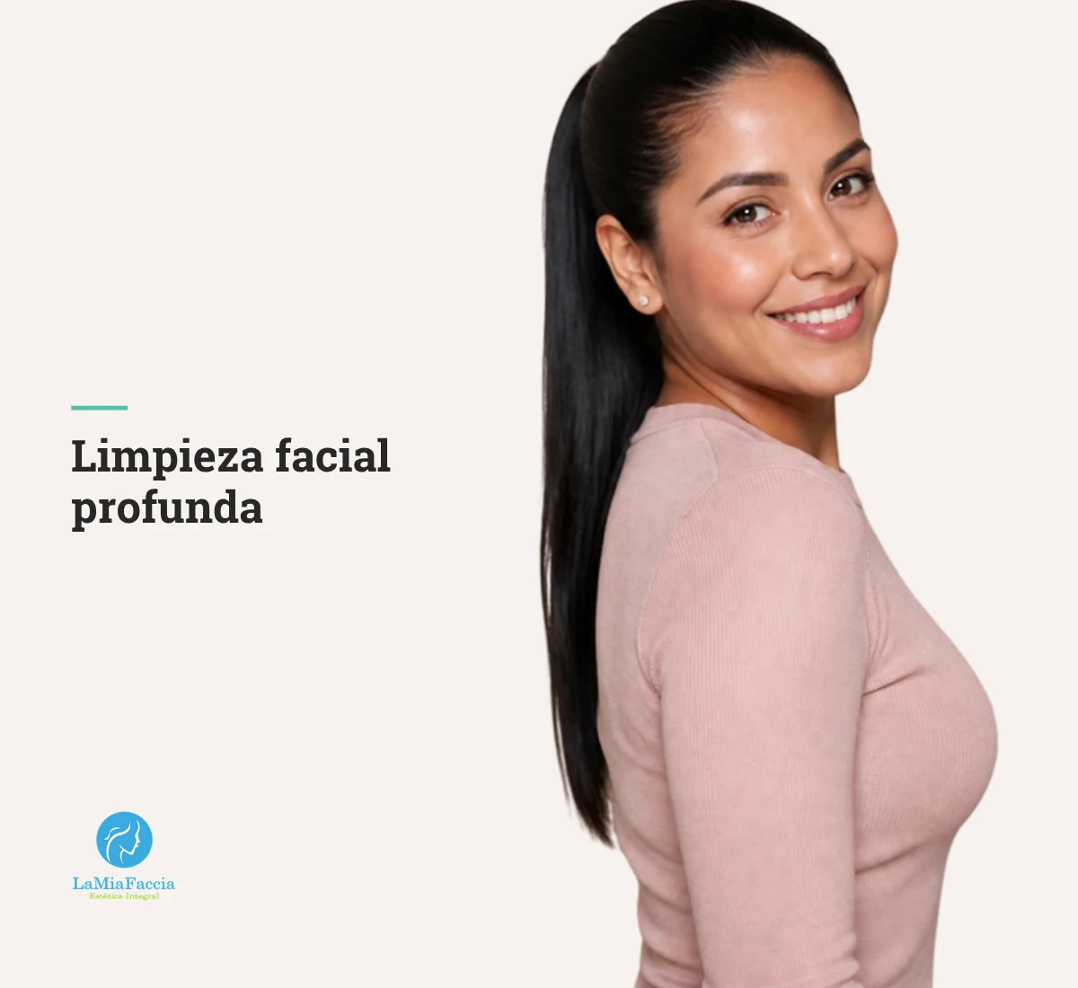 Mujer latina de 28 años con piel cuidada y luminosa