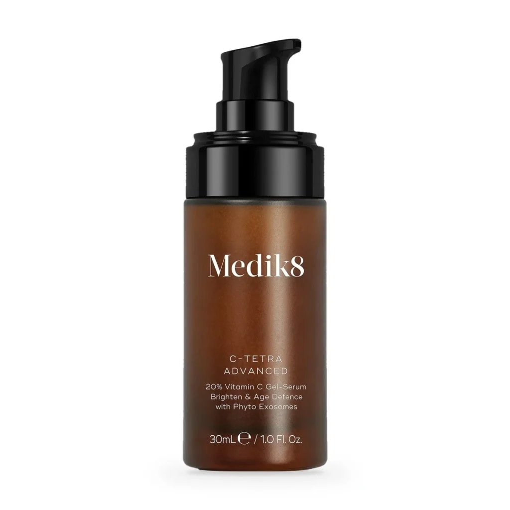 Frasco de Medik8 C-Tetra Advanced, gel-sérum de vitamina C al 20% de 30 ml