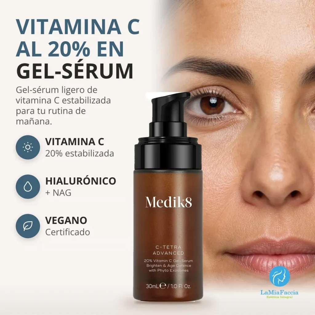 Medik8 C-Tetra Advanced, sérum de vitamina C al 20% en gel para una piel luminosa y lisa