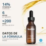 Datos de la fórmula de Medik8 C-Tetra Luxe, sérum de vitamina C al 14% en aceite