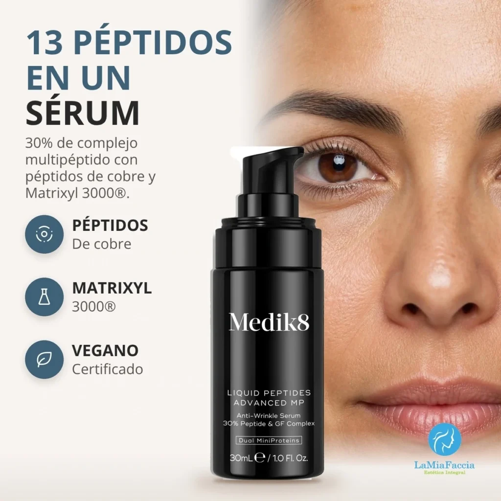 Medik8 Liquid Peptides Advanced MP, sérum de péptidos con 13 péptidos al 30% para líneas de expresión más suaves