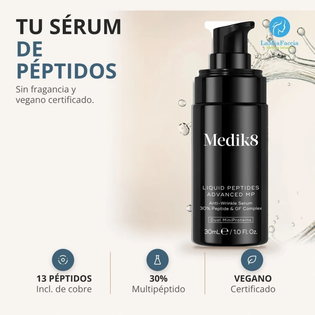 Medik8 Liquid Peptides Advanced MP como el paso de firmeza de la rutina de día o de noche