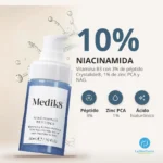 Ingredientes de Medik8 Niacinamide Peptides: niacinamida al 10%, péptido Crystalide, NAG, zinc PCA y ácido hialurónico