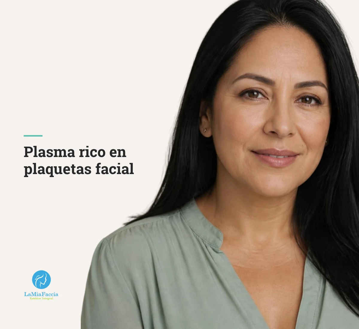 Mujer latina de 45 años con piel cuidada y luminosa