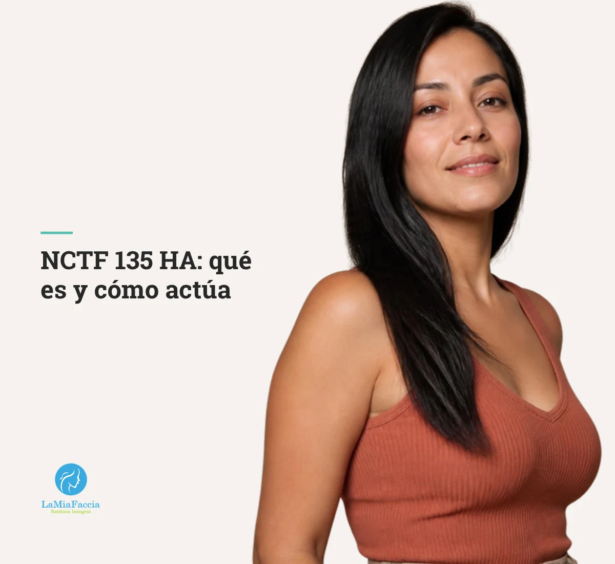 Mujer latina de 33 años con piel hidratada y luminosa
