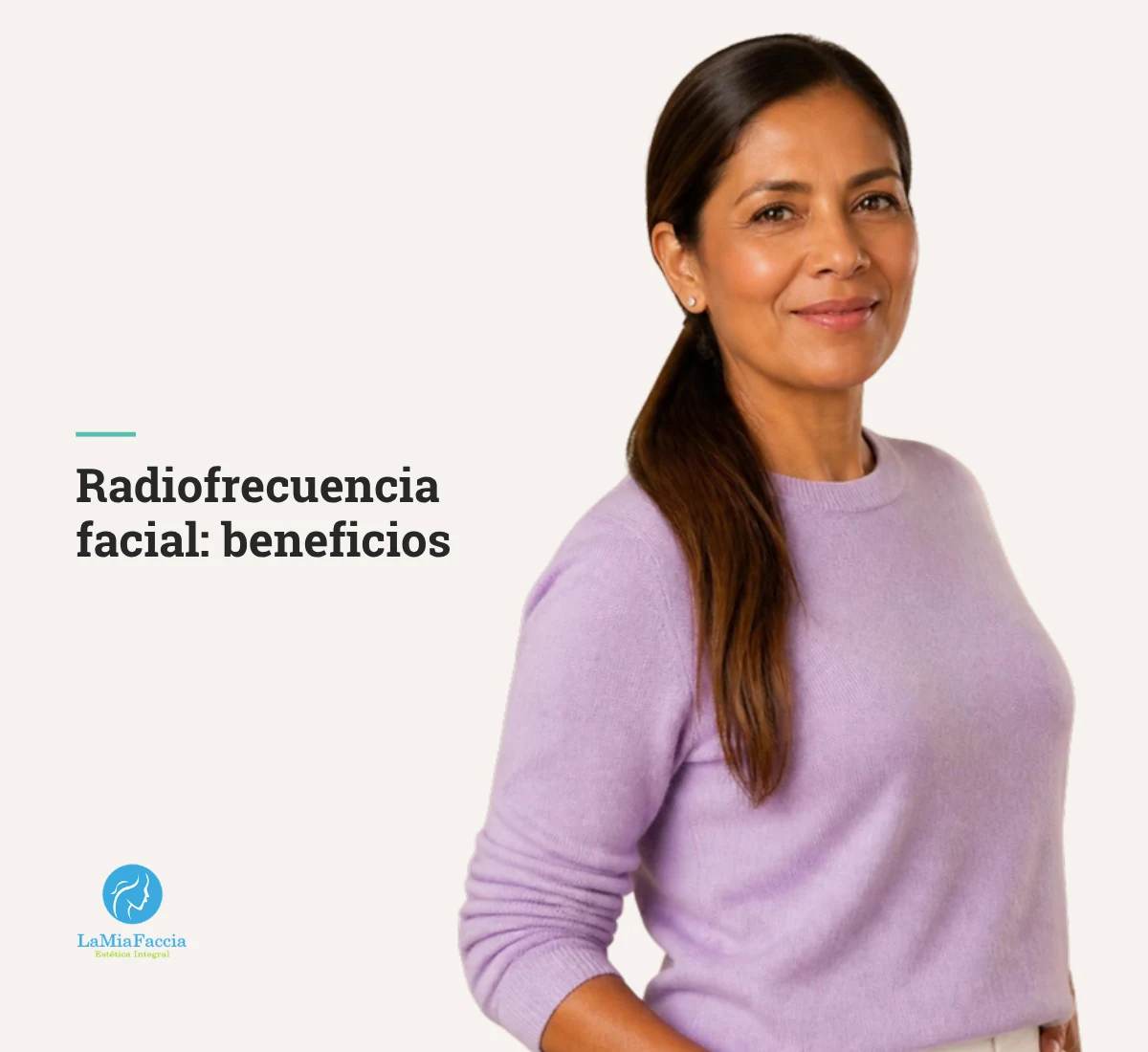 Mujer latina de 48 años con piel cuidada y luminosa