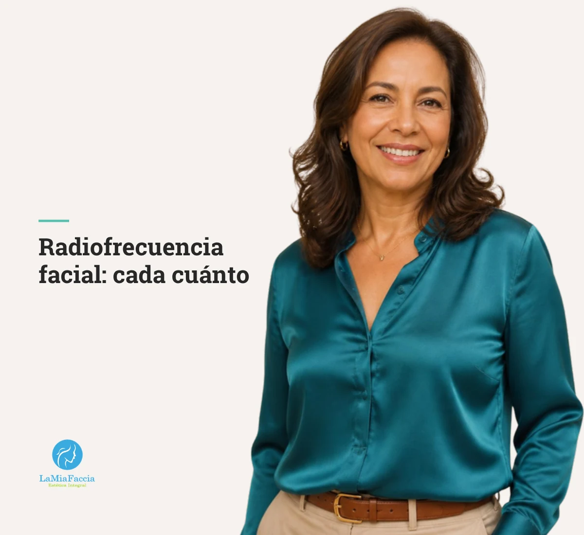 Mujer latina de 53 años con piel cuidada y luminosa